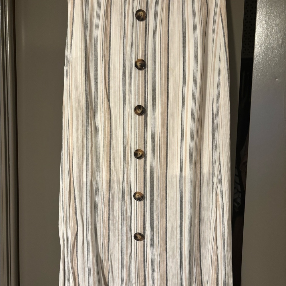 Striped Button-Down Skirt